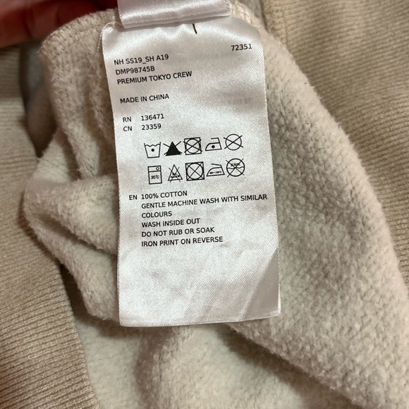 Deus ex Machina Premium Tokyo Crew Sweatshirt Cream Men’s XL-Preowned - Picture 5 of 6